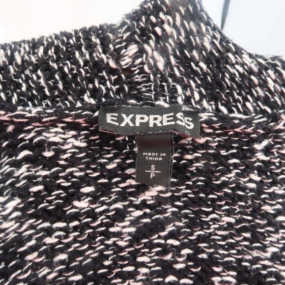 Express Black White Pink Marled Long Duster Style Sweater Size Small - Picture 2 of 8